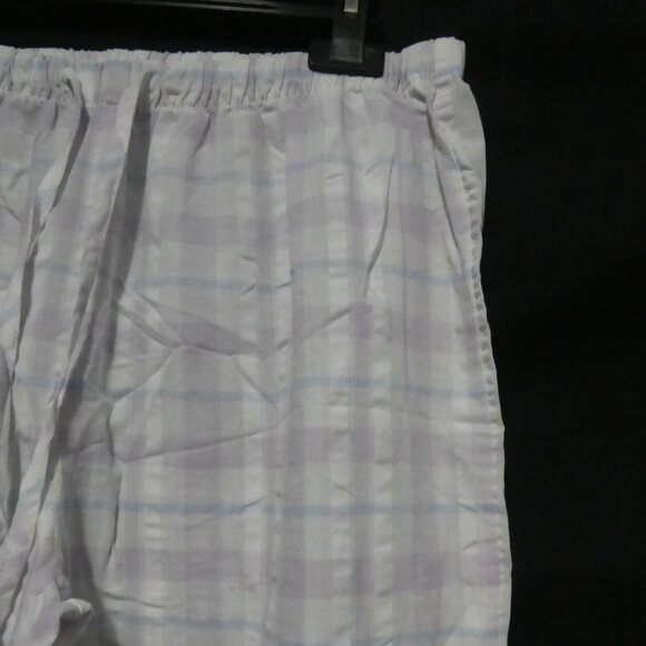 TIME OUT | medium | Lilac - Blue - White Plaid Pajama Bottoms | Ruffled Hem - Picture 5 of 16